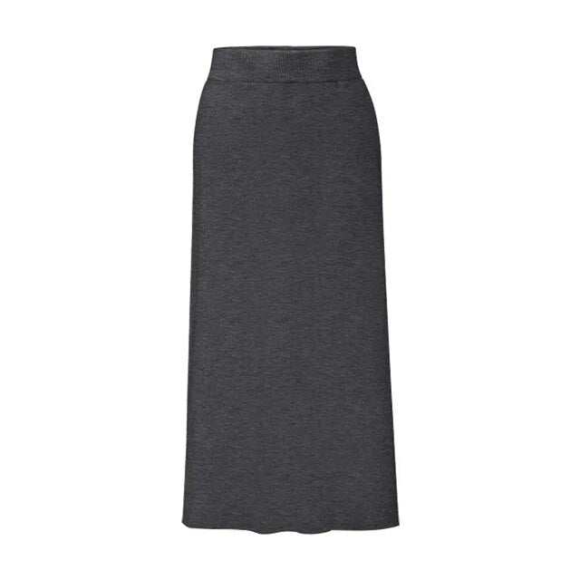 Mustnova High Waist Long Wool Skirt