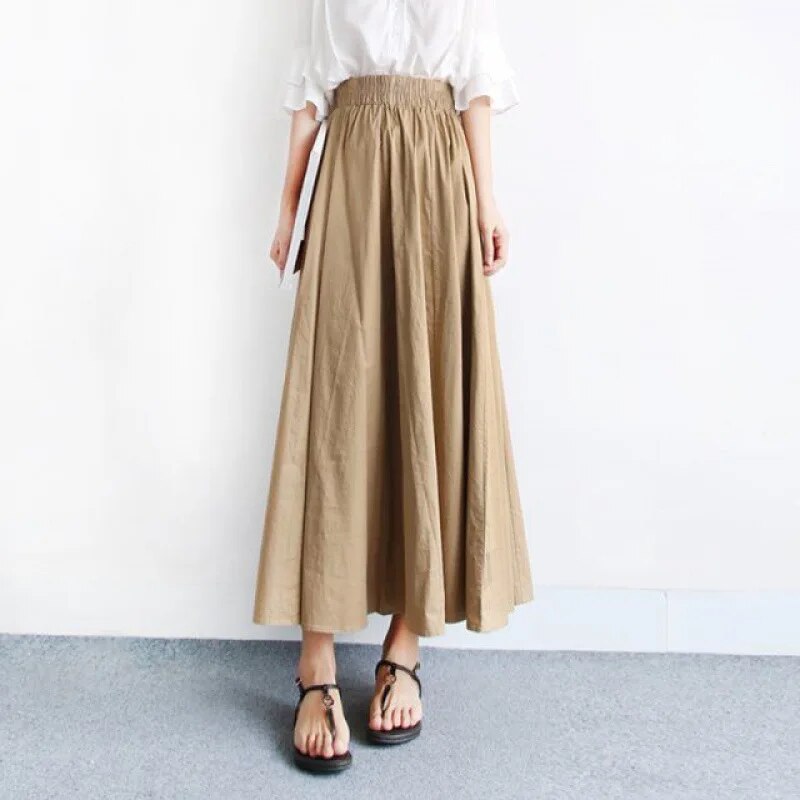 Mustnova High Waist Long Skirt Vintage